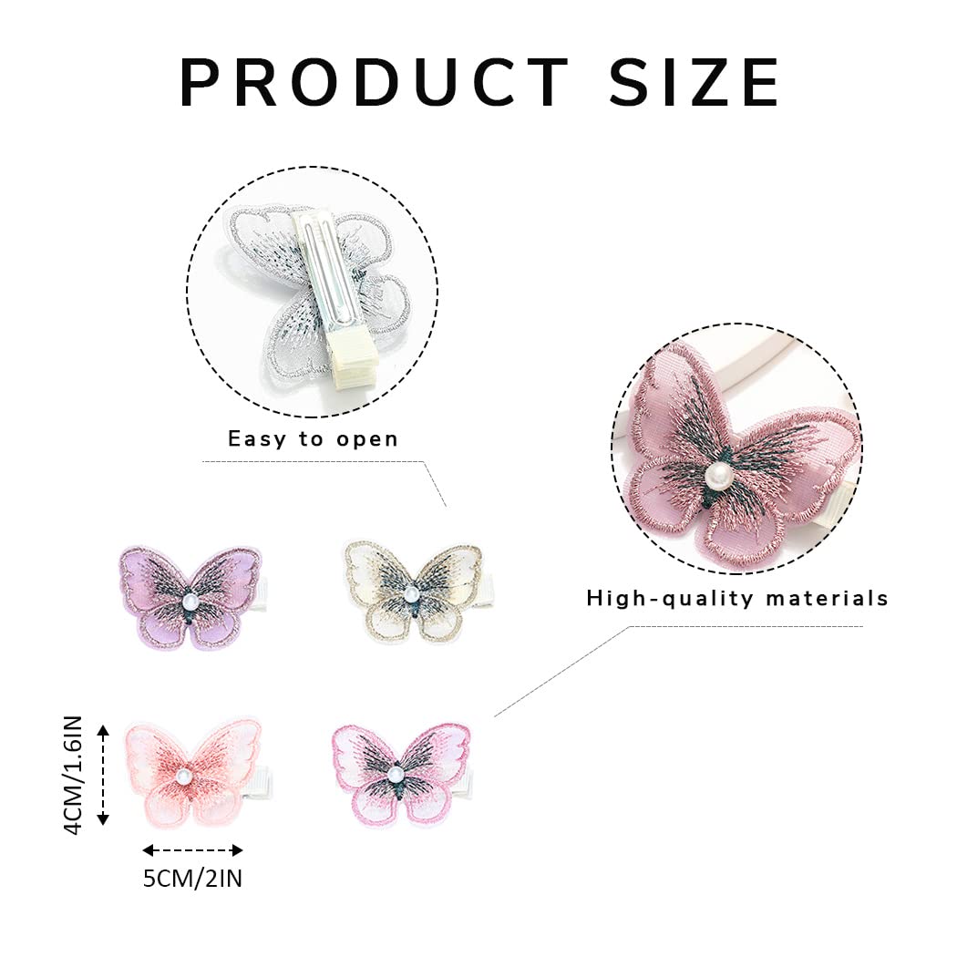 Bartosi Butterfly Hair Clips for Women & Girls - 8 Pack Wedding Hair Barrettes, Bridal Hair Pins, Elegant Hair Accessories for Brides, Parties & Special Occasions