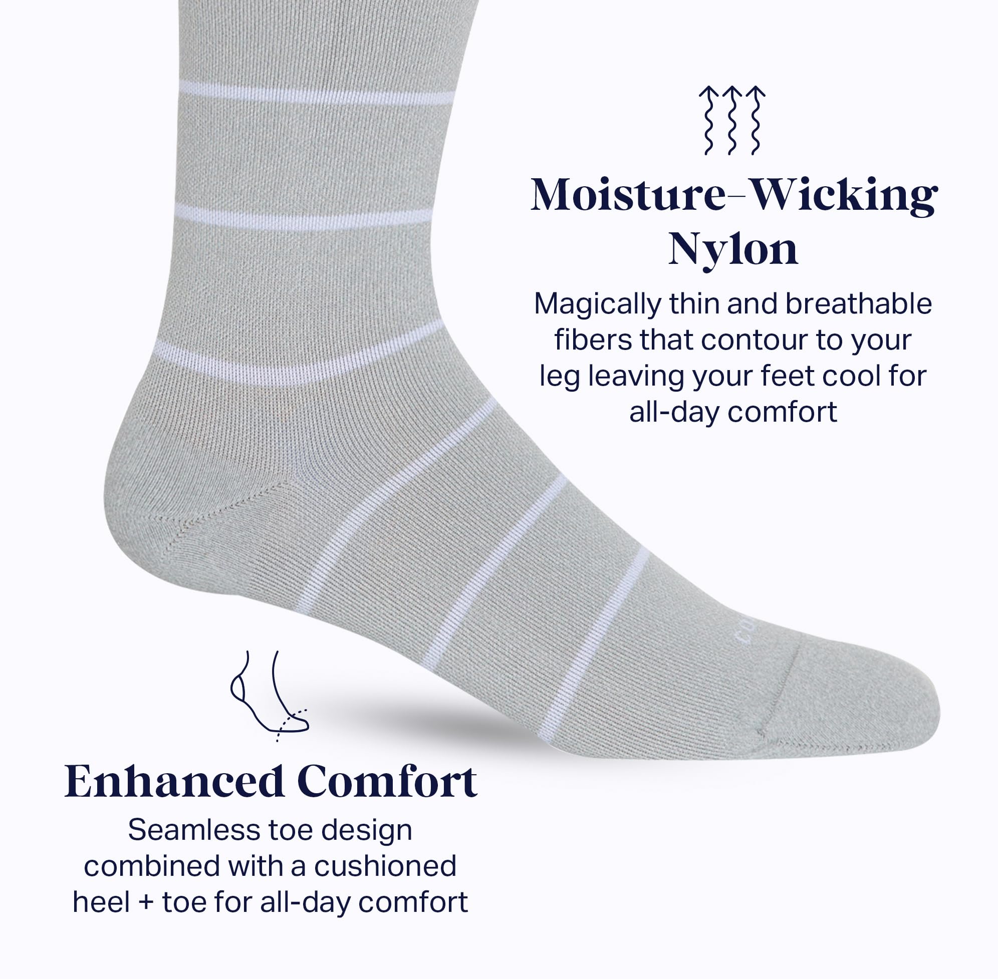 Comrad Nylon Knee High Compression Socks 15-20mmHg - Soft, Breathable Graduated Support Socks for Men & Women - Perfect for Running, Travel & Circulation Support