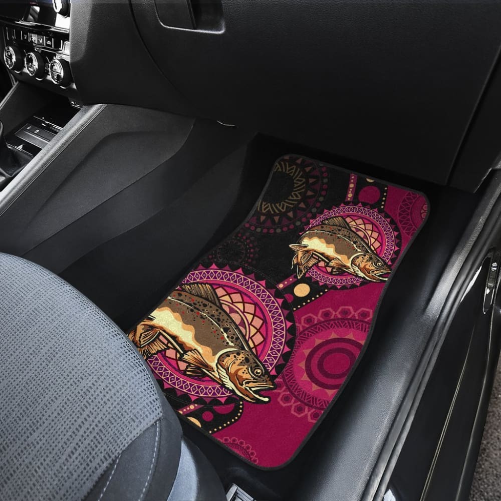 Brown Trout Ethnic Pattern Fishing Car Floor Mats - Durable All-Weather Protection for Trucks & SUVs - Perfect for Outdoor Enthusiasts & Fishing Trips