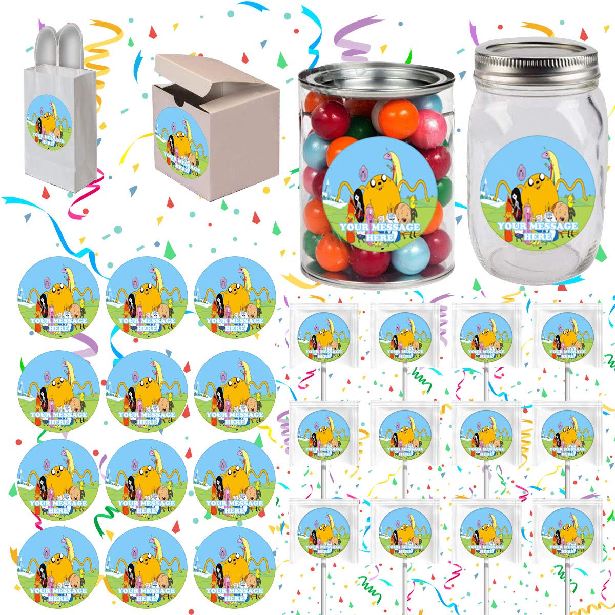 Adventure Time Party Supplies - 12-Piece Decoration Set with Stickers for Kids Birthday & Themed Events