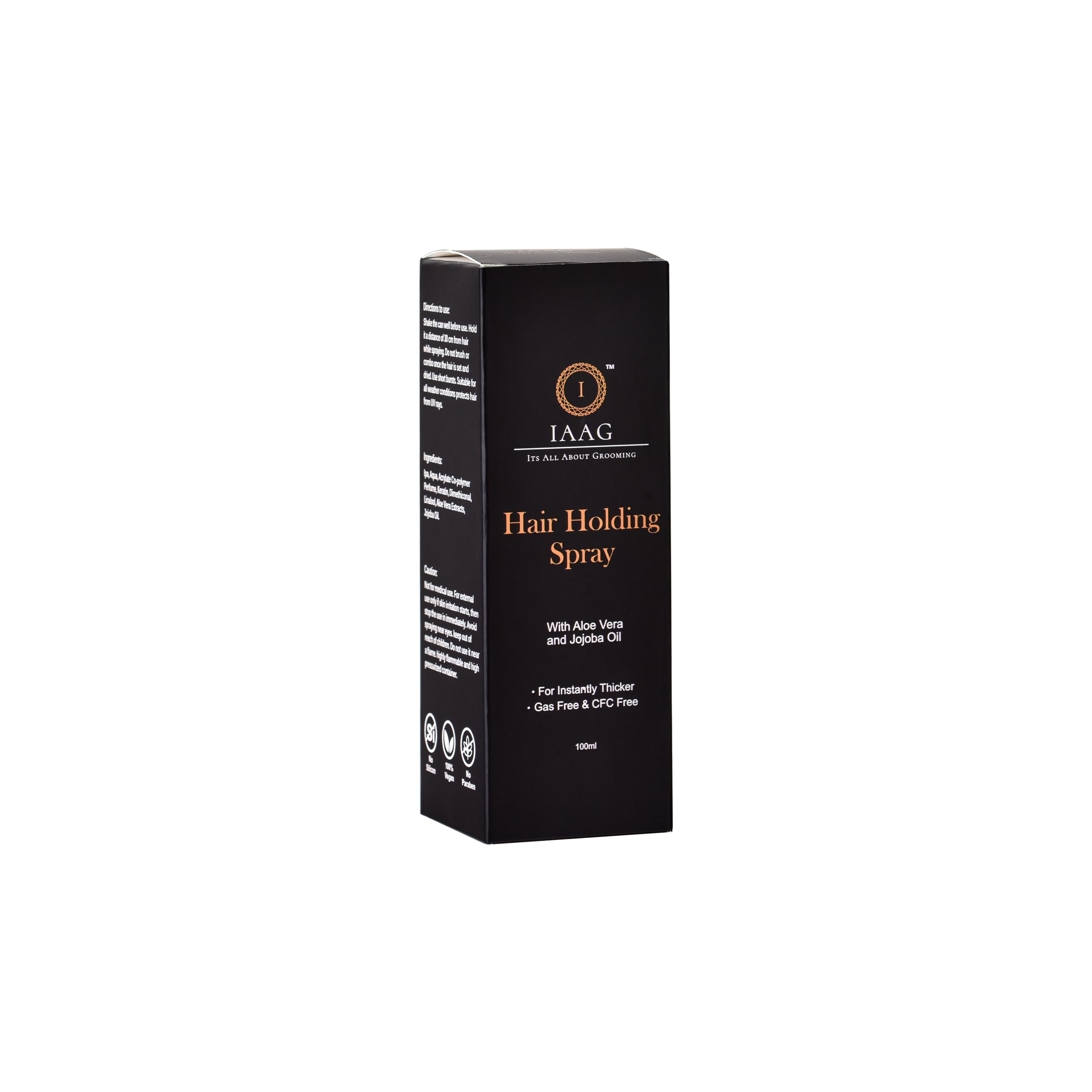 IAAG Strong Hold Hair Spray for Women & Men - Quick Drying, Long Lasting Styling Spray with Natural Shine | No Flaking, Non-Sticky Formula | Easy Wash Off | 100ml Hair Styling Product - Perfect for Parties, Weddings & Daily Use
