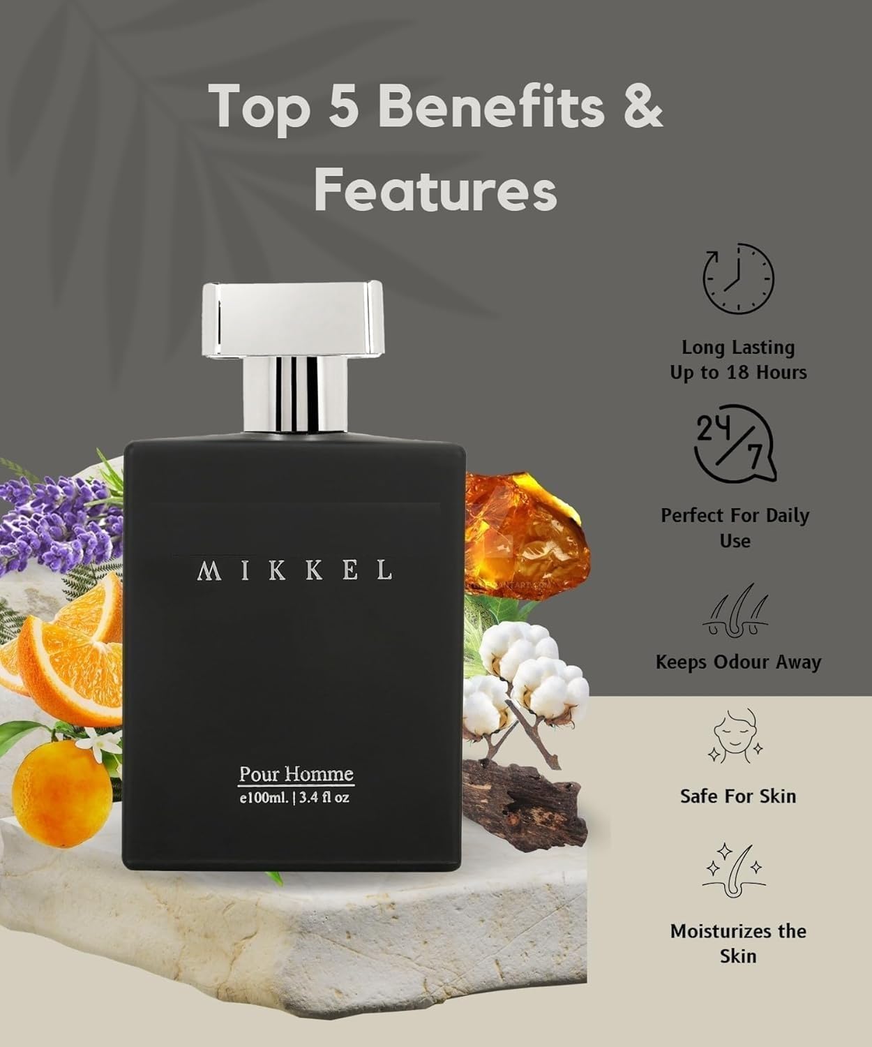 Mikkel Eau De Parfum for Men - Long Lasting Fragrance Perfume (100ml) | Day & Night Wear, Office & Date Cologne, Luxury Gift for Him