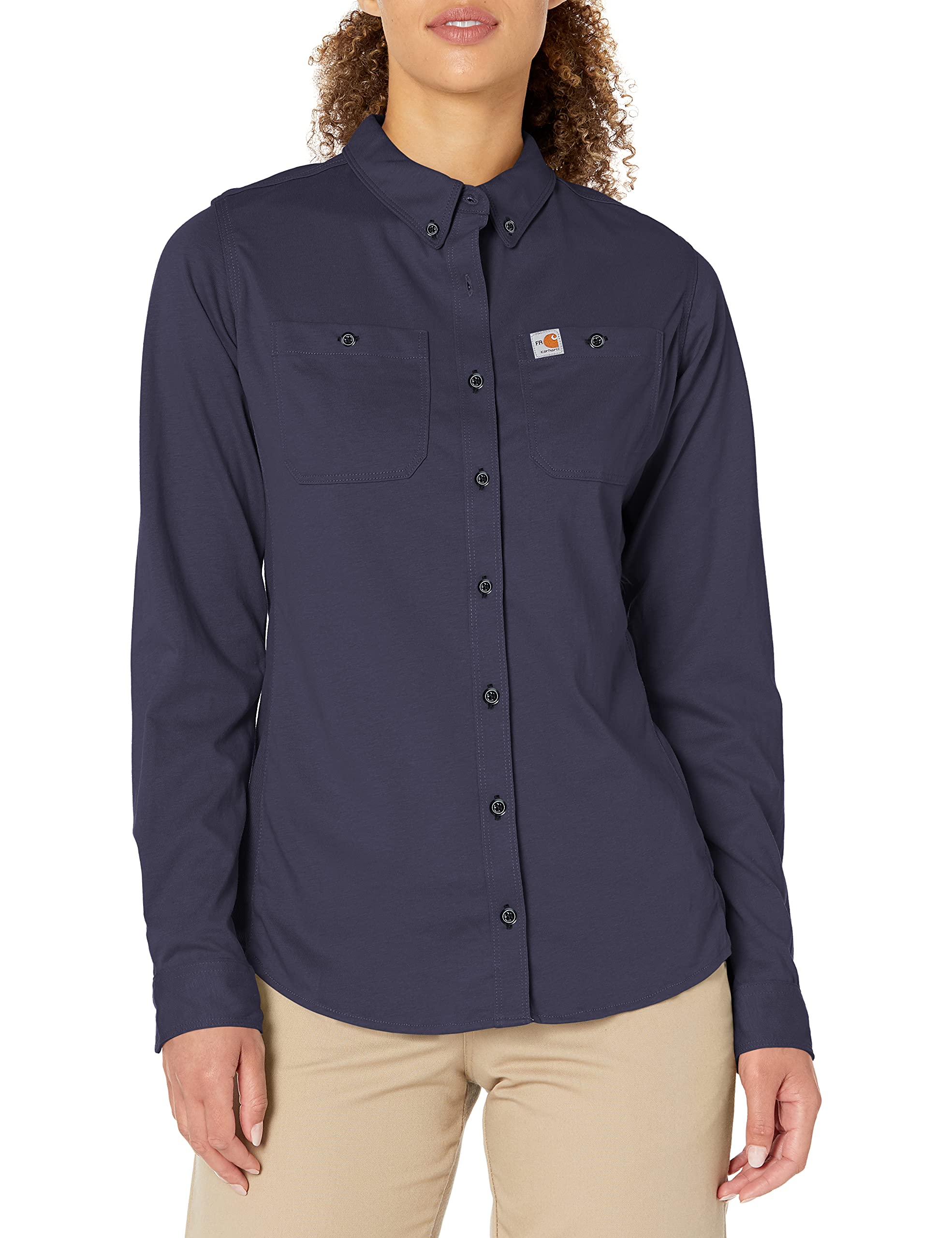 Carhartt Women's Flame Resistant Force Cotton Hybrid Shirt - FR Workwear for Construction, Oilfield & Industrial Safety (Long Sleeve, Durable Comfort)