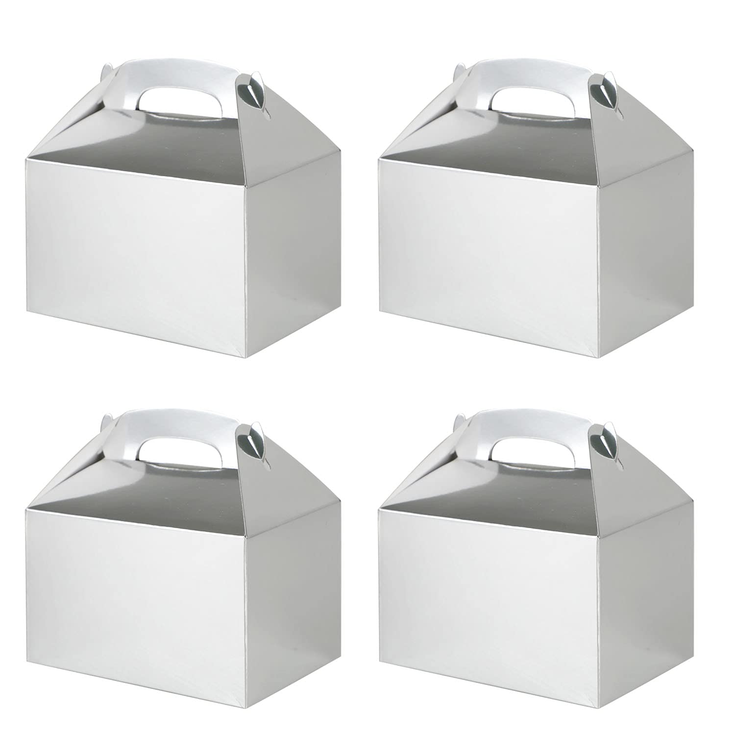 24-Piece Silver Party Treat Boxes - Elegant DIY Candy & Cake Gift Favor Bags for Birthday, Bridal Shower & Wedding Decorations - Perfect for Snacks, Party Supplies & Themed Celebrations