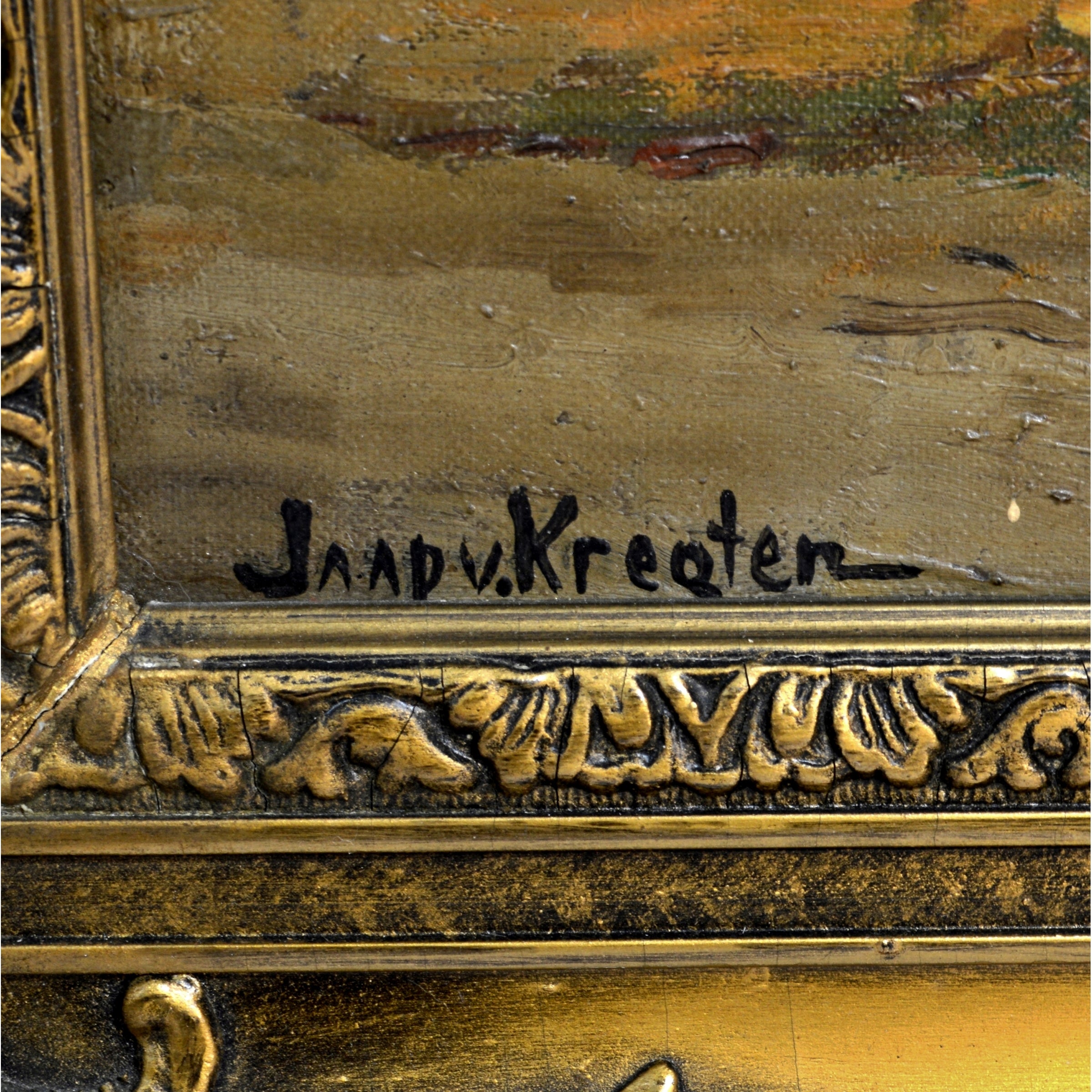 Original Oil Painting on Canvas - Handmade Artwork with Ornate Frame by Unknown Artist JAADV.KREATEN - Perfect for Home Decor, Living Room Wall Art & Gift Ideas