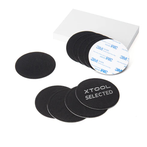 xTool Black to Silver Laserable Leatherette Round Patches (10 Pack) - Perfect for DIY Crafts, Leatherworking, and Custom Apparel Embellishments