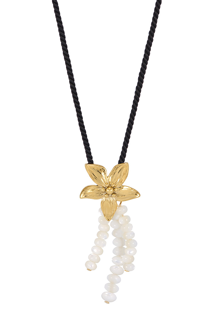 Elegant Pearl and Floral Beaded Cord Necklace for Women - Perfect for Weddings, Parties & Everyday Wear