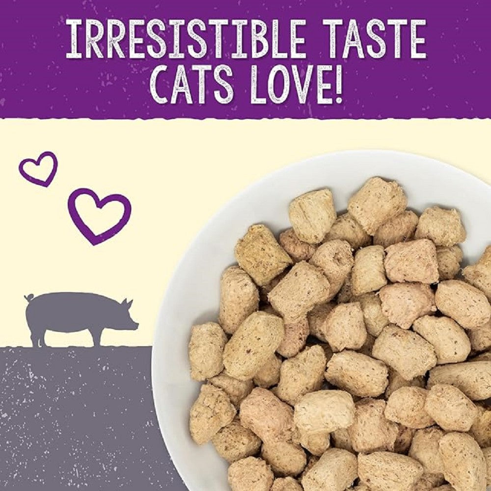 Grain Free Freeze Dried Cat Food - Plate Lickin' Pork Recipe Dinner Morsels for Adult & Senior Cats | High Protein Natural Cat Treats for Indoor & Outdoor Cats | Perfect for Training, Rewards & Mealtime Toppers