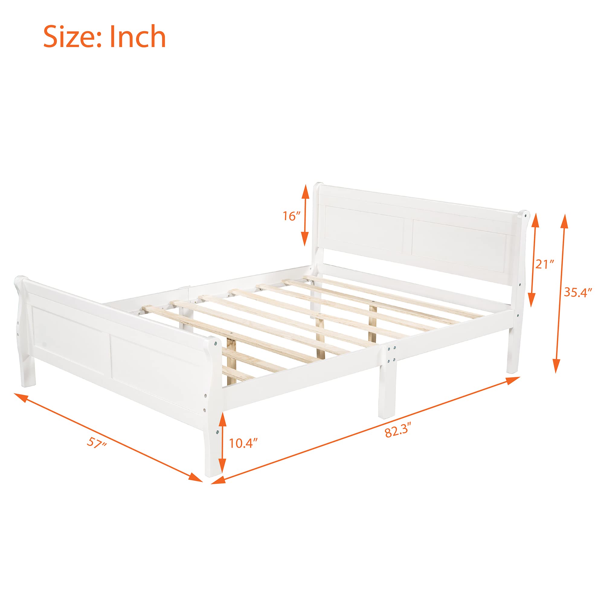 Merax Full Size Platform Bed Frame with Headboard - Sturdy Wood Slat Support, Modern White Finish - Perfect for Bedrooms, Guest Rooms & Small Spaces