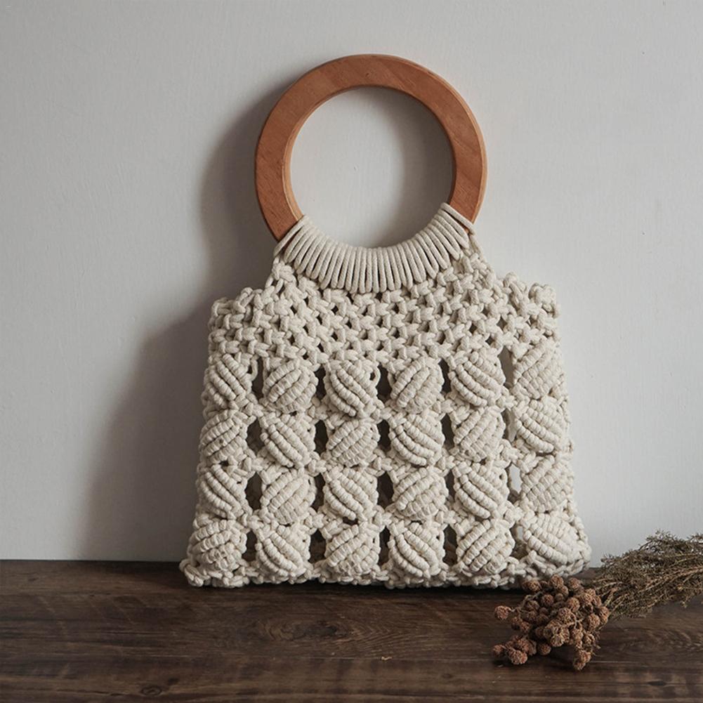 Stylish Cotton Rope Straw Tote Bag for Women - Perfect for Beach, Shopping & Summer Outfits