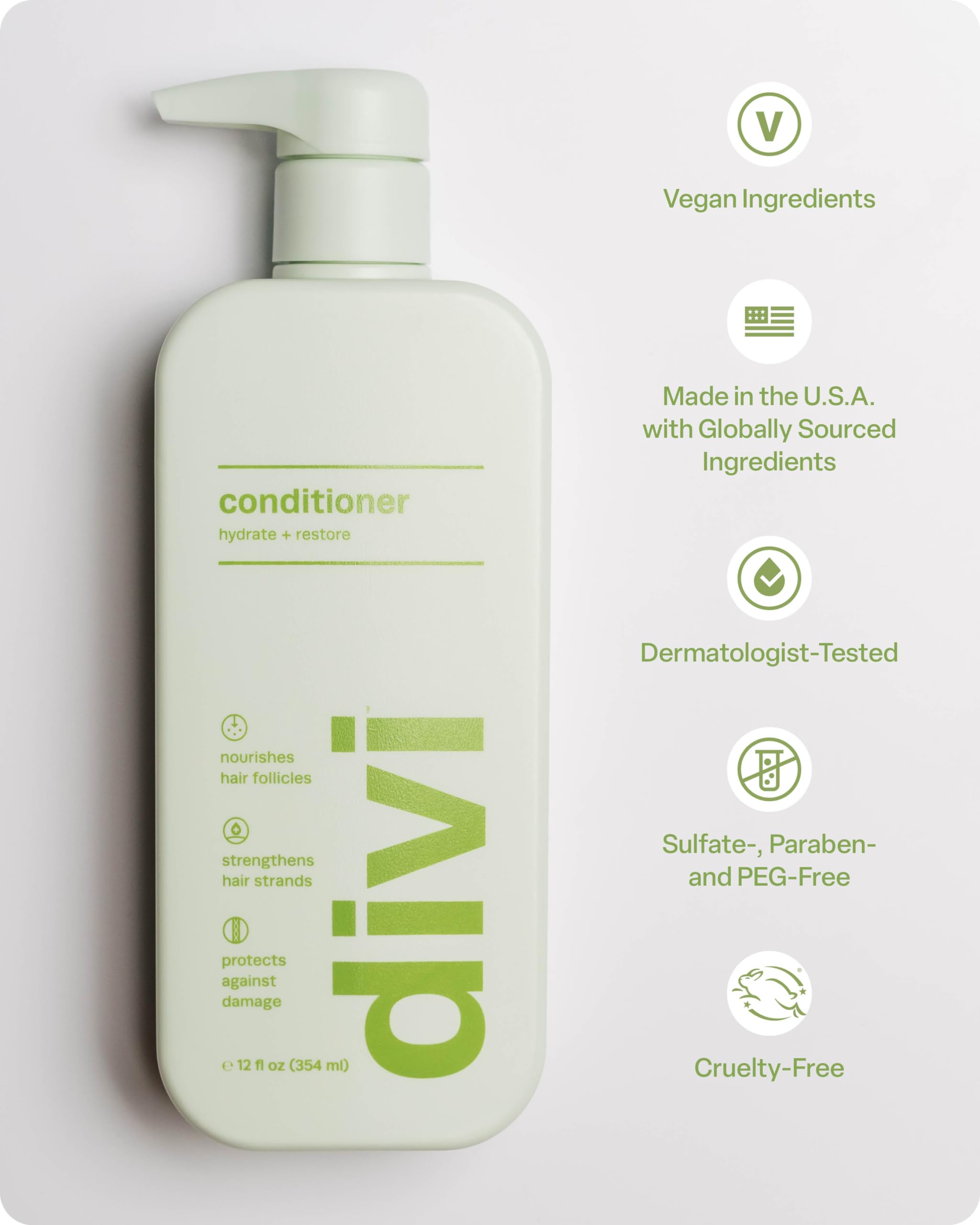 Divi Original Formula Ultra Nourishing Conditioner for Dry Thick Coarse Hair - Detangle Frizz Control & Softening Hair Treatment - 12 Fl Oz - Perfect for Daily Hair Care & Salon-Quality Results at Home