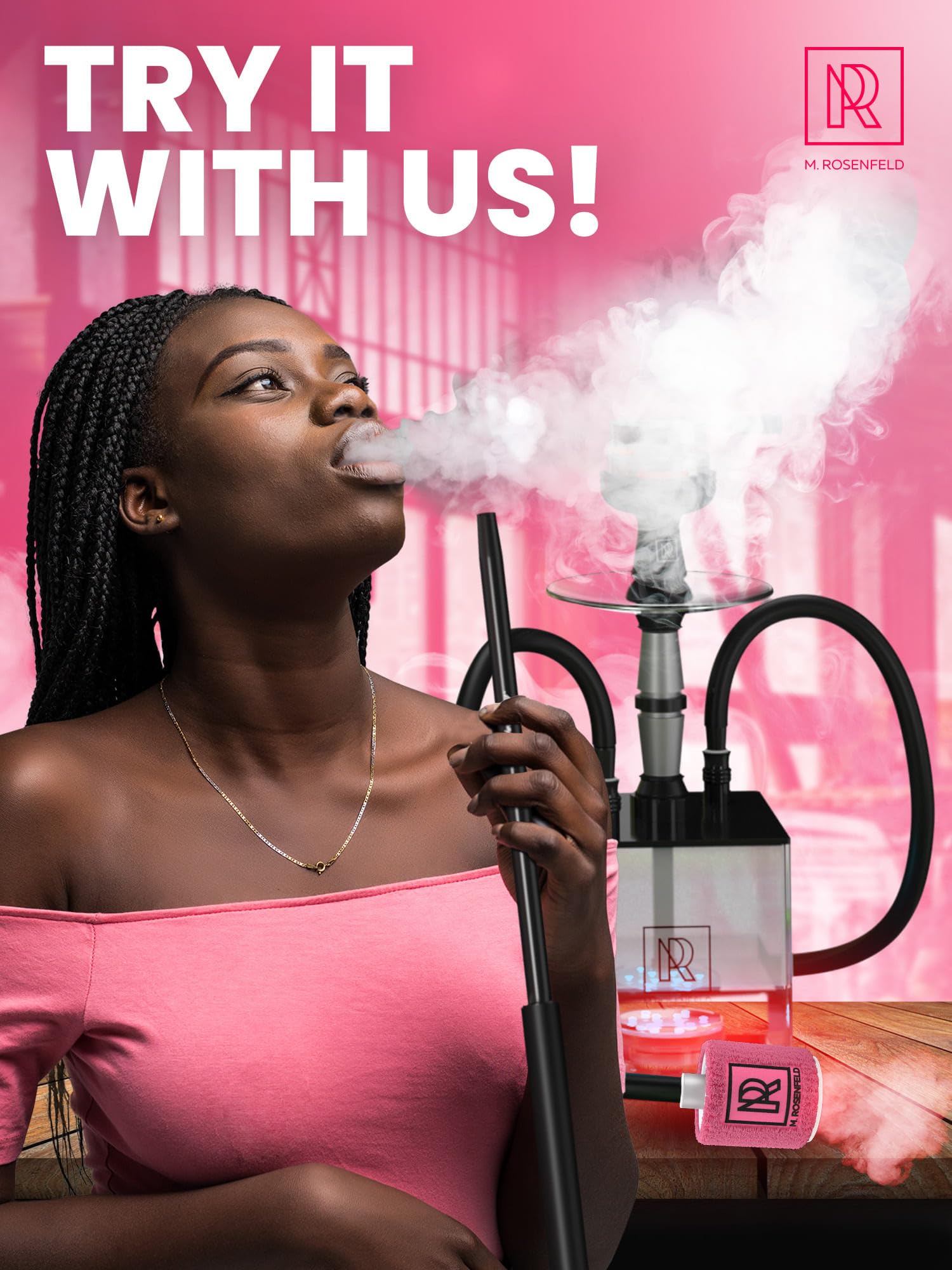 M. ROSENFELD Rechargeable Electric Hookah Starter Kit - Portable Mini Hookah Pump with LED Light & Vacuum Function - Fast Charcoal Lighter for Shisha Hookah - Perfect for Home Parties, Outdoor Camping & Hookah Lounges