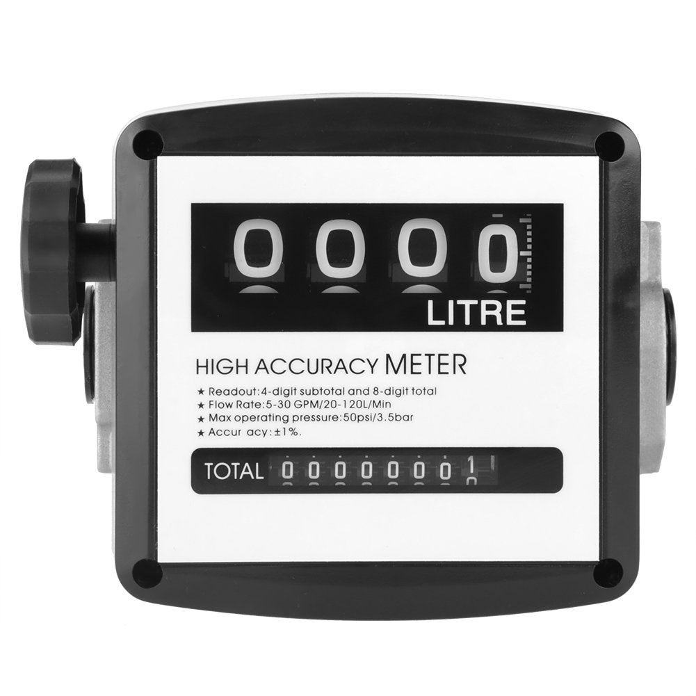 4-Digit Mechanical Diesel Fuel Flow Meter 25mm (1