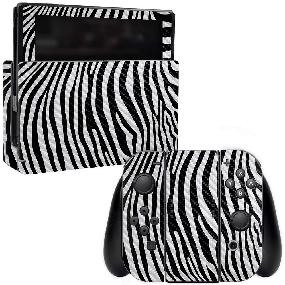Premium Carbon Fiber Skin for Nintendo Switch - Black Zebra Design | Protective & Durable Textured Cover | Easy to Apply & Remove | Made in USA | Perfect for Gaming Protection & Style Upgrade