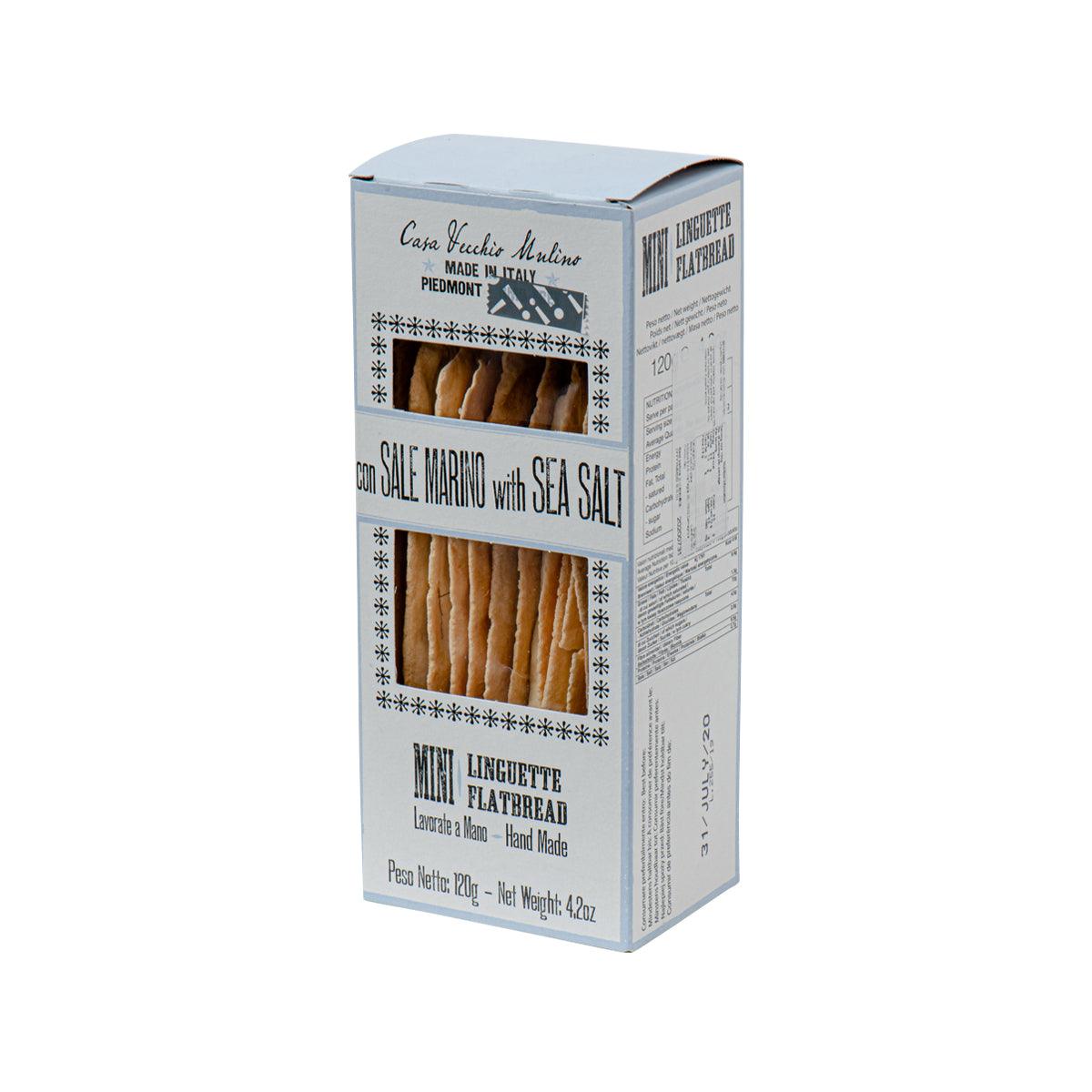 CASA VECCHIO MULINO Mini Linguette Flatbread Sea Salt Crackers (120g) - Perfect for Snacking, Charcuterie Boards & Italian Appetizers