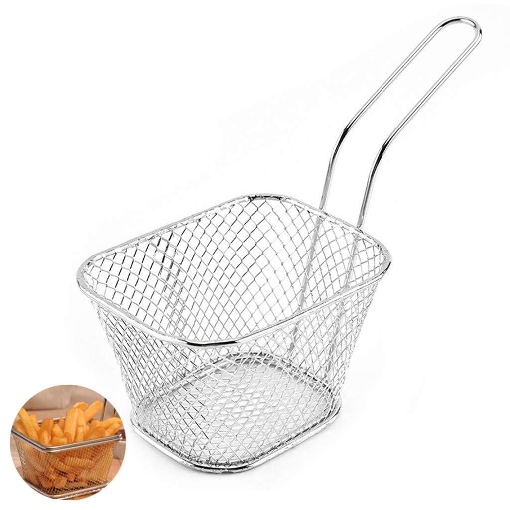 Stainless Steel French Fry Basket - Mini Deep Fryer Basket for Cooking, Frying & Food Storage - Gold Metal Wire Basket for Kitchen, Restaurants & Fast Food Shops