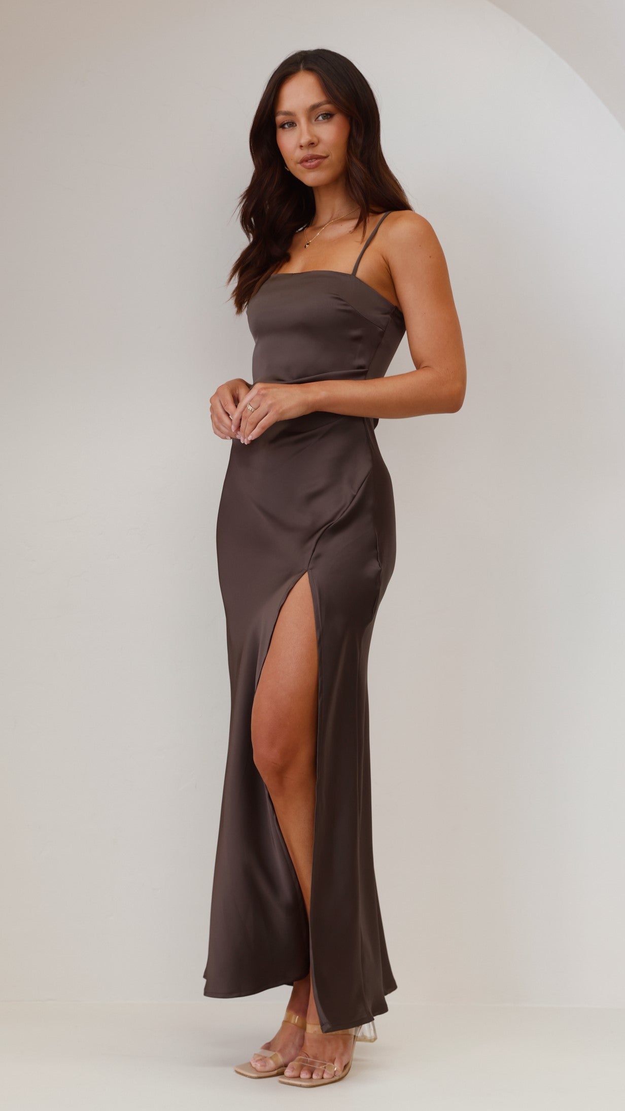 Ilana Maxi Dress for Women - Elegant Espresso Brown Long Flowy Dress for Summer, Beach, and Casual Wear