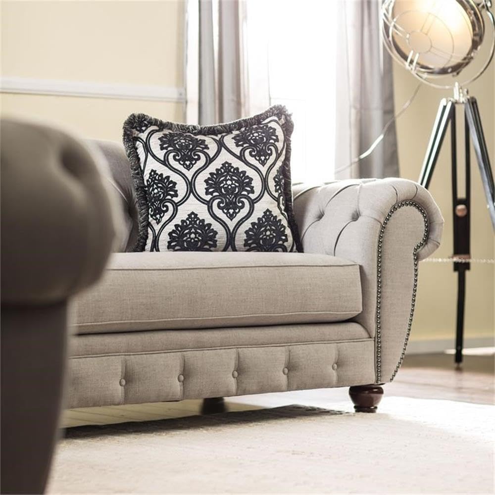 Furniture of America Isabella Transitional Fabric Tufted Loveseat in Gray - Stylish Small Sofa for Living Room, Apartment & Cozy Home Decor