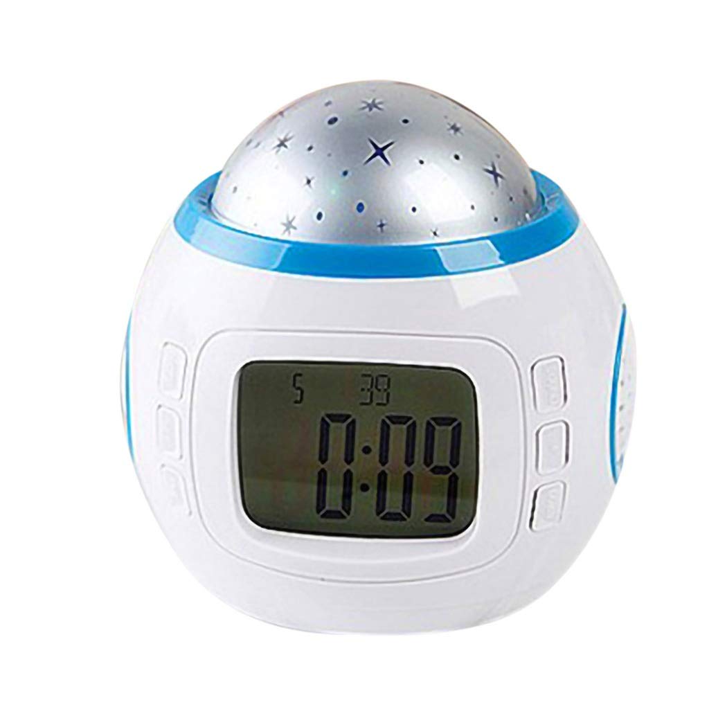 Starry Sky Projection LED Alarm Clock with Digital Display, Calendar & Thermometer - Perfect Night Light & Gift for Kids, Teens & Adults - Ideal for Bedrooms, Nurseries & Home Decor