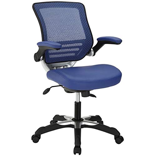 Scranton & Co Modern Faux Leather Mesh Office Chair - Ergonomic Desk Chair with Adjustable Height & Lumbar Support - Blue Home Office Furniture for Work & Gaming