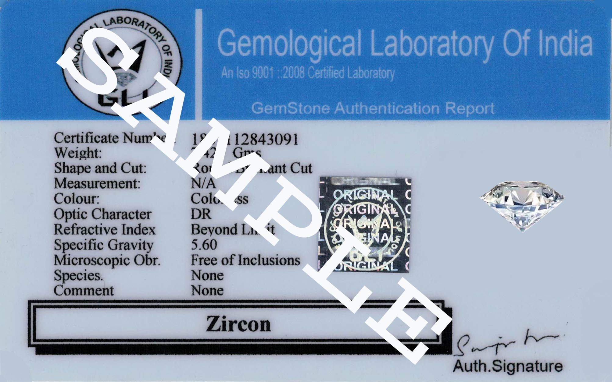 Certified CLEAN GEMS Zircon (American Diamond) 8.41 Carat Gemstone with Authenticity Certificate - AMZNSL925 | Perfect for Engagement Rings, Anniversary Gifts & Luxury Jewelry Making