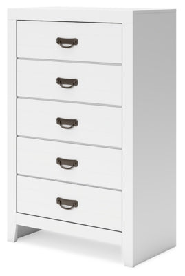 Binterglen 5-Drawer Chest Dresser - Modern Wooden Storage Cabinet for Bedroom, Living Room & Office Organization