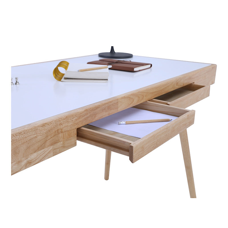 RETH Study Desk 120cm - Natural & White Home Office Desk for Students & Professionals - Perfect for Small Spaces & Remote Work