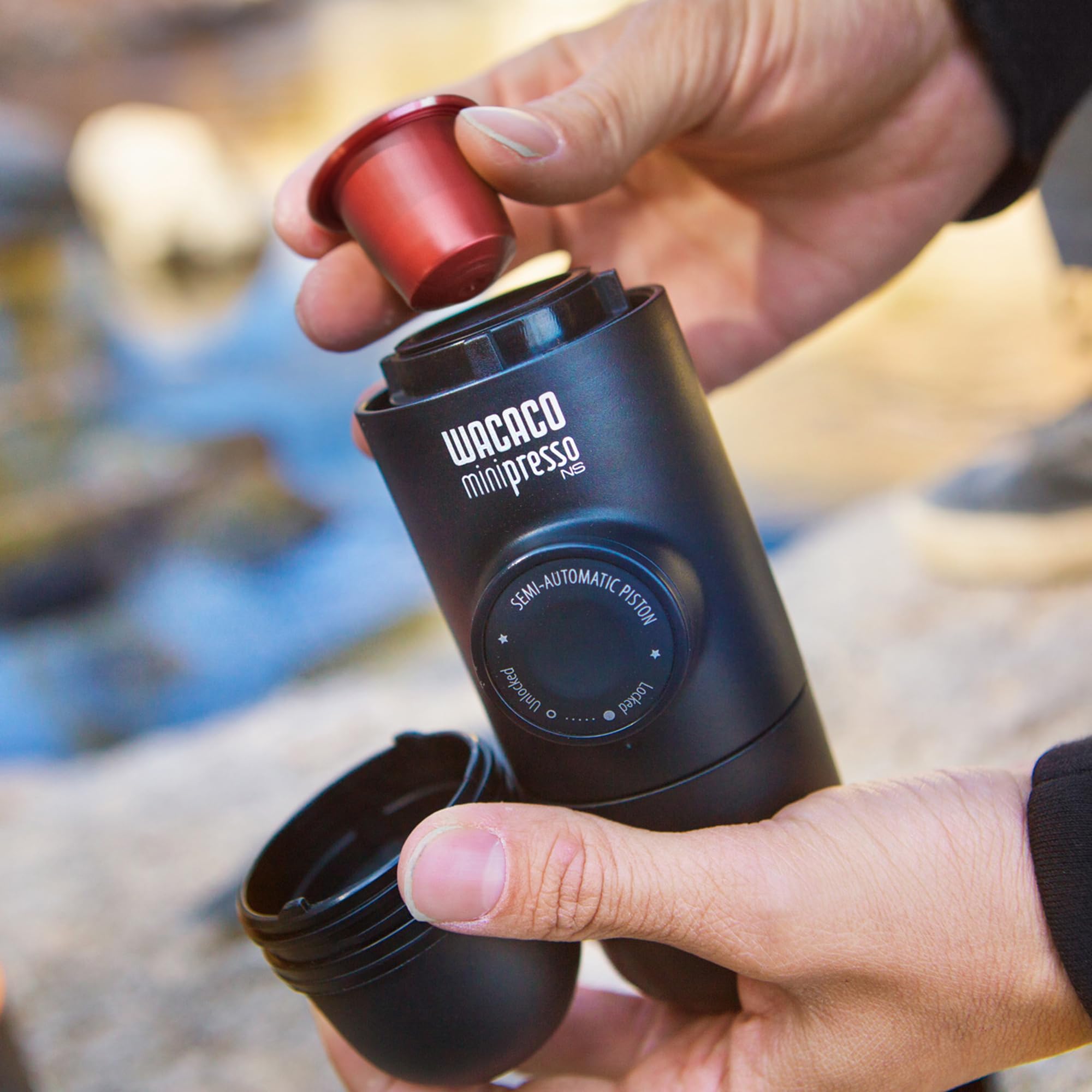 WACACO Minipresso NS Portable Espresso Machine - Compatible with Nespresso® Capsules & Pods - Hand Pump Manual Coffee Maker for Travel, Camping, Office & Outdoor Adventures