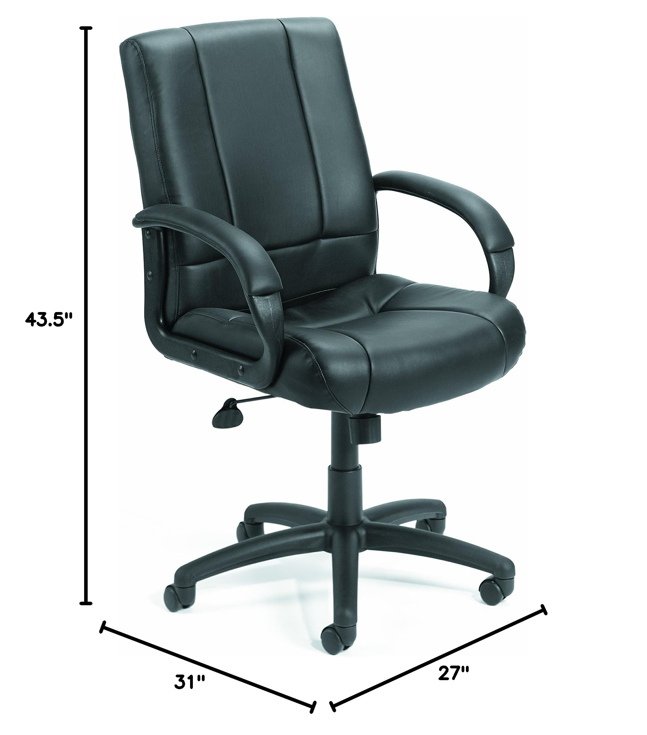 Boss Office Products Caressoft Executive Mid Back Chair - Ergonomic Office Chair in Black for Home & Business Workspaces