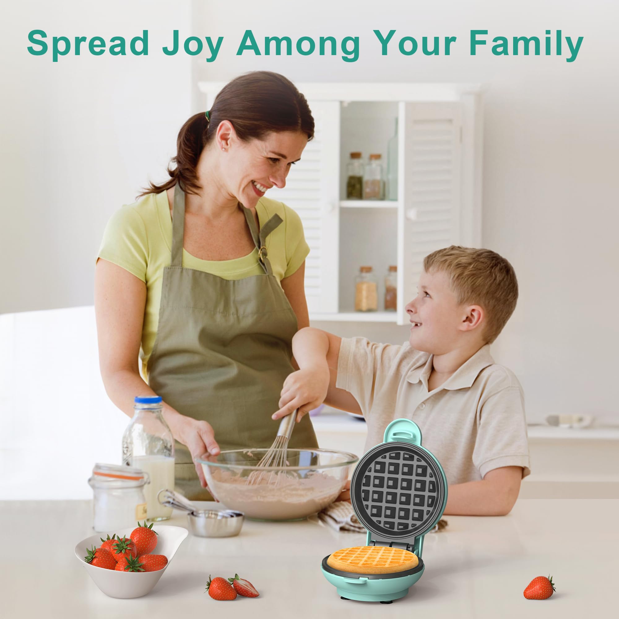 CROWNFUL 4 Inch Mini Waffle Maker - Compact Non-Stick Chaffle Maker with Recipe Guide - Easy to Clean Breakfast Sandwich Maker - Perfect for Keto, Low Carb Diets, Quick Snacks & Family Breakfasts