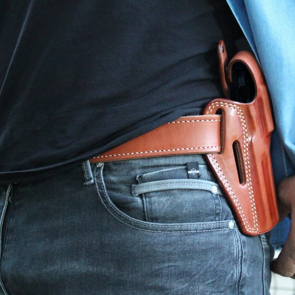Premium Leather OWB Pancake Holster with Thumb Break - Fits Ruger GP-100 .357 Magnum 4.20
