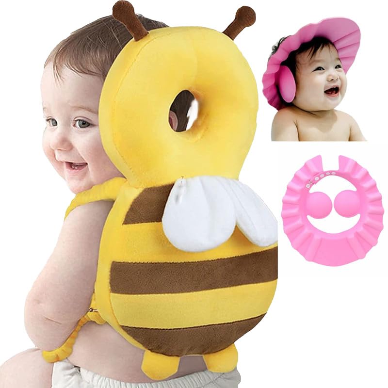 Adjustable Baby Back Protector Bag & Pillow for Child Safety | Waterproof Shower Cap | Head & Back Support for Infants | Perfect for Car Seats, Strollers & Bath Time