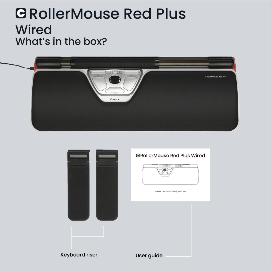 Contour RollerMouse Red Plus Ergonomic Vertical Mouse - Wired USB-C Computer Mouse for Pain Relief & Carpal Tunnel Prevention - Perfect for Office Work, Gaming & Long Computer Sessions