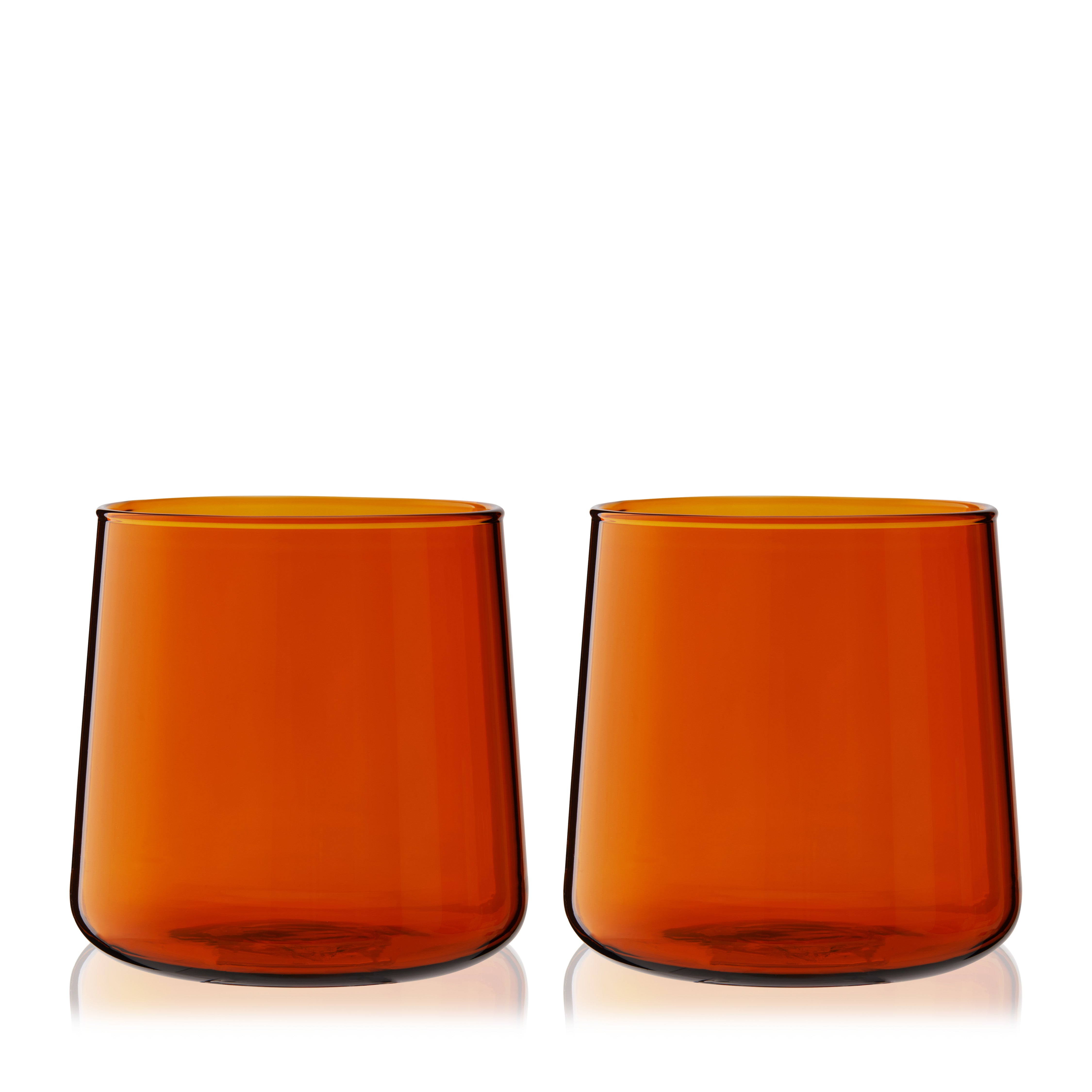 Aurora Amber Cocktail Glasses Set of 2 - Elegant Whiskey Tumbler for Bourbon, Scotch & Cocktails - Perfect for Home Bar, Parties & Gifts