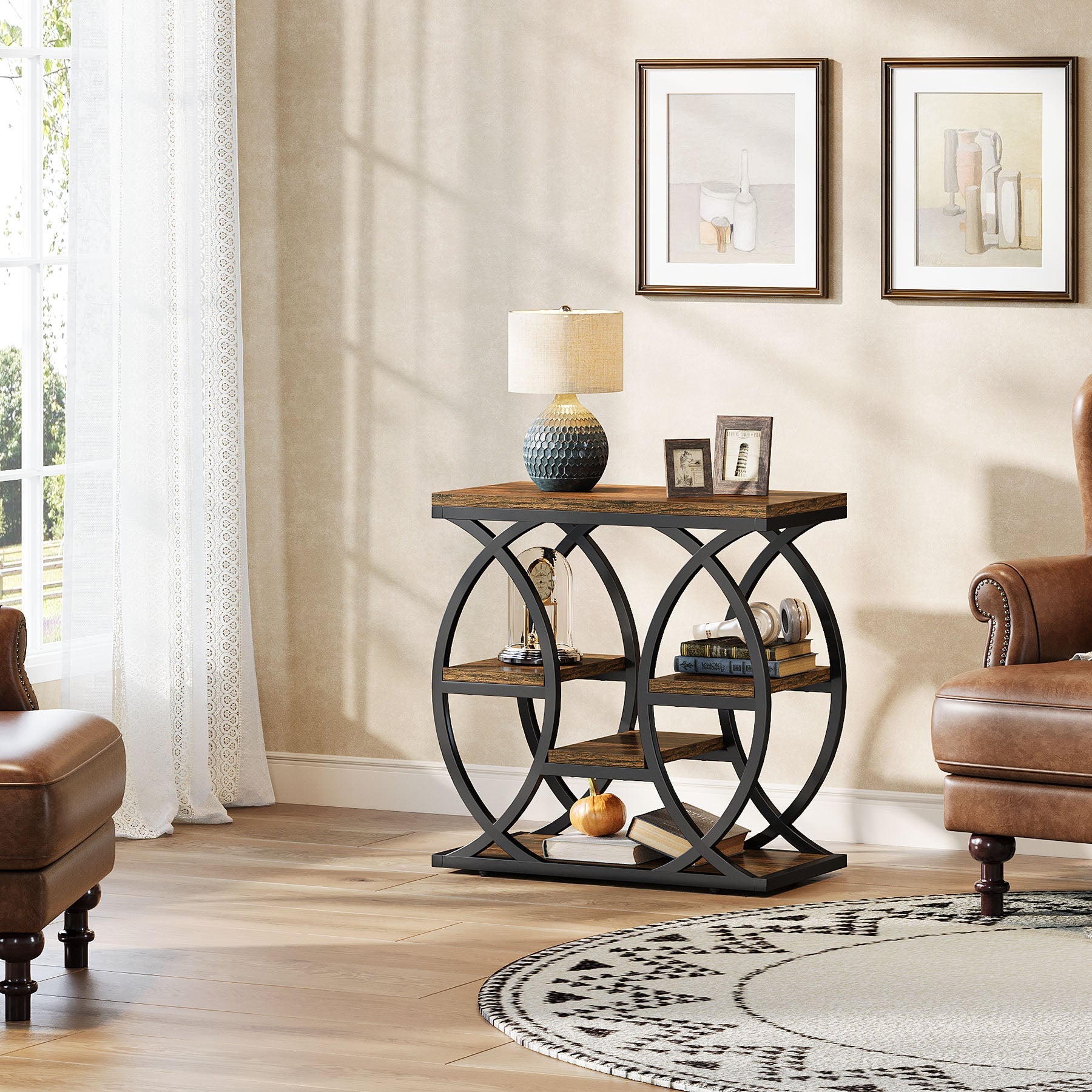 23.6 Inch End Table with 4 Shelves - Modern Sofa Side Table, Bedside Table with Storage - Perfect for Living Room, Bedroom, or Office Organization