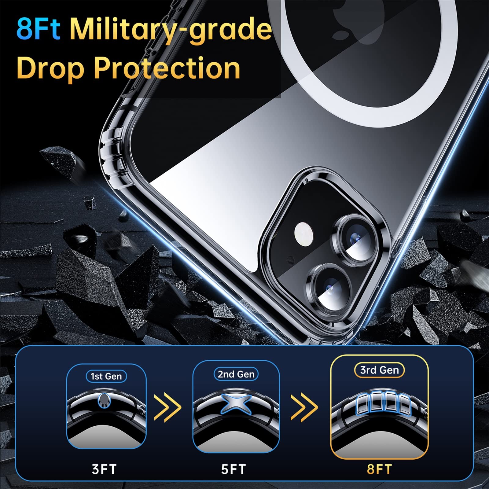 Degeca iPhone 11 Case - Military Grade Drop Tested, MagSafe Compatible Wireless Charging, Skin-Friendly Touch Design, Strong Magnetic Shockproof Clear Phone Cover for 6.1 Inch iPhone 11 - Perfect for Outdoor Activities, Work & Daily Protection