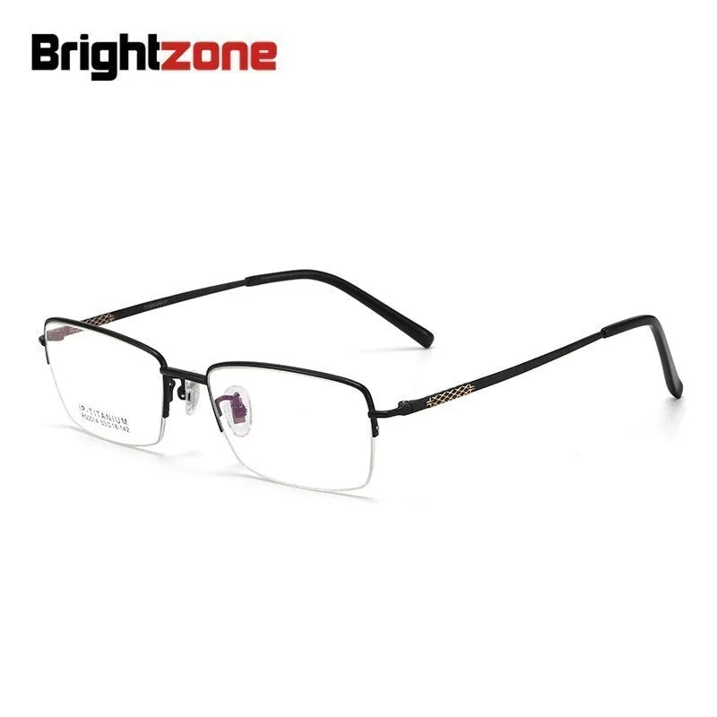 Brightzone Unisex Semi-Rimmed Oval Square Titanium Eyeglasses Frame 81200 - Lightweight & Durable for Work, Reading & Fashion