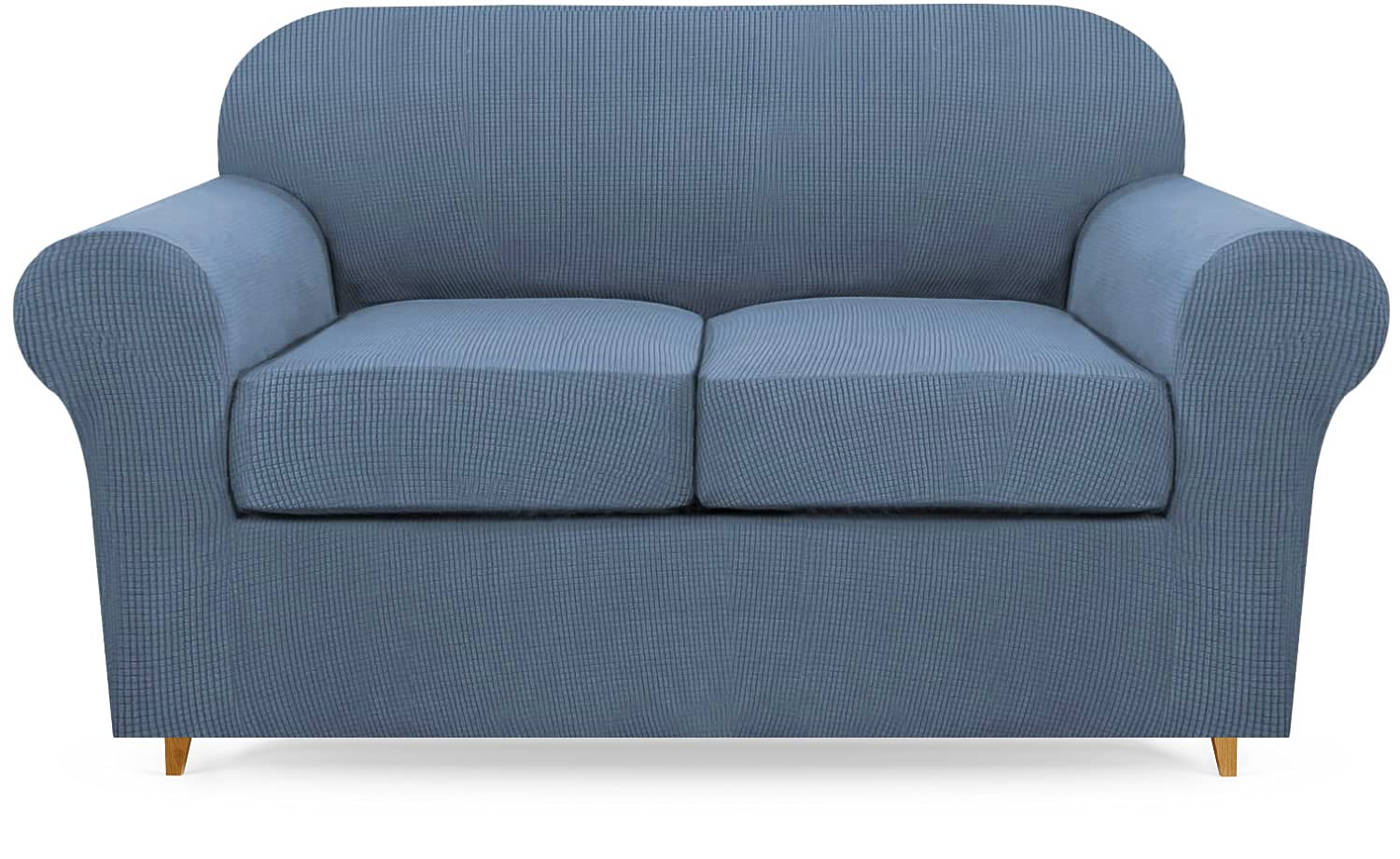 Lamberia Stretch Sofa Cover for 2 Cushion Couch - 3 Piece Washable Plush Jacquard Slipcover, Furniture Protector for Pets & Kids - Perfect for Living Room, Apartment, and Pet-Friendly Homes