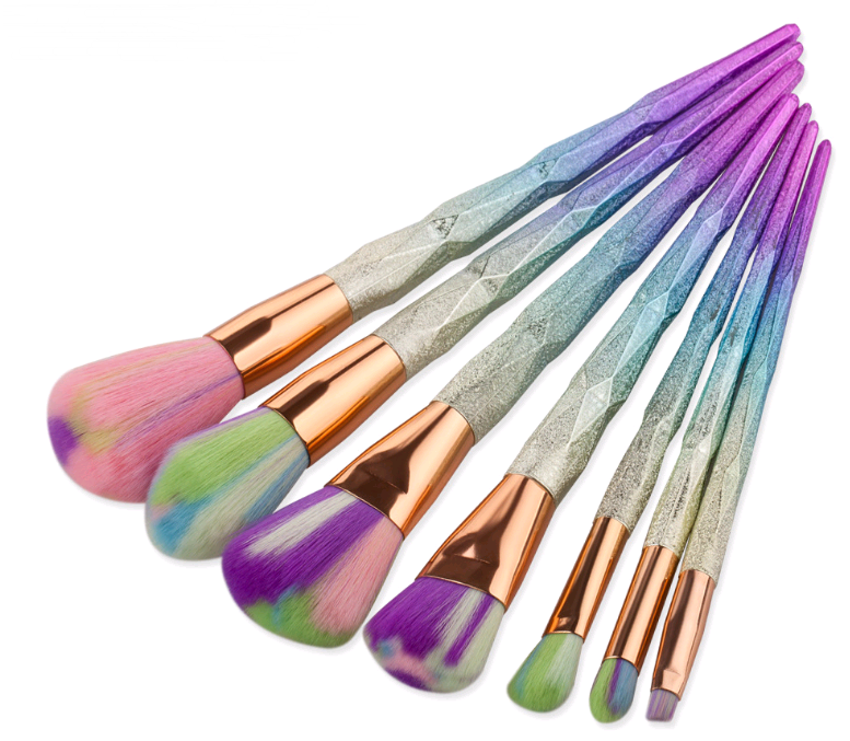7-Piece Professional Makeup Brush Set with Diamond Foundation Brush - Soft Bristles for Flawless Makeup Application - Perfect for Contouring, Blending & Everyday Beauty Routine