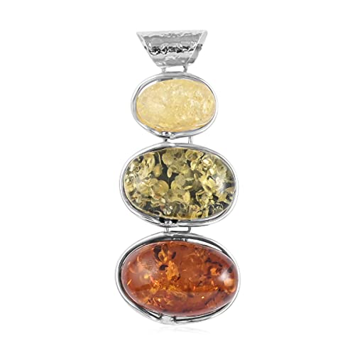 925 Sterling Silver Amber Pendant Necklace for Women - 20.40g Genuine Baltic Amber Jewelry - Perfect Gift for Wedding, Engagement, Anniversary & Special Occasions - Elegant Everyday Wear & Formal Events
