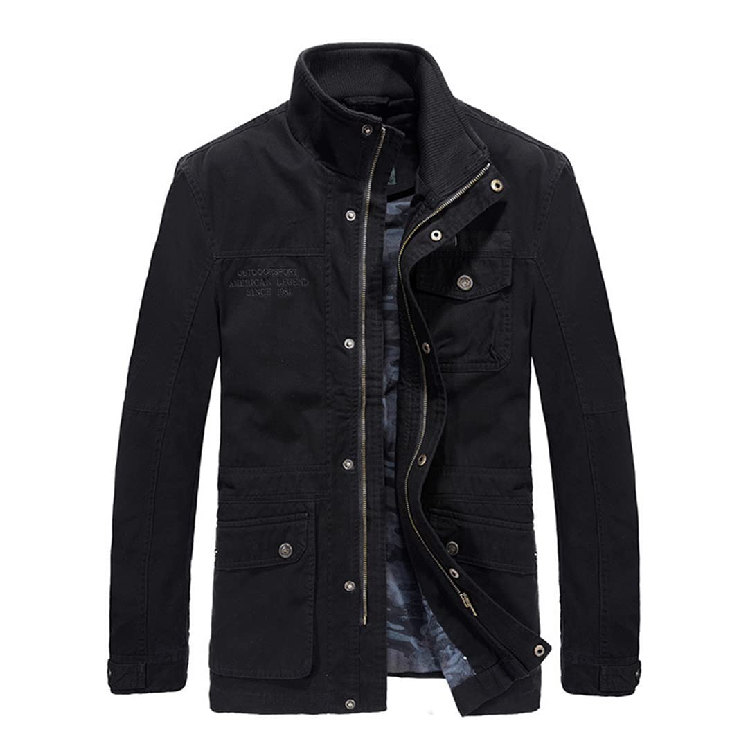 Men's Cotton Military Jacket - Mid-Long Stand Collar Windbreaker for Spring & Autumn | Outdoor Hiking, Camping & Casual Wear