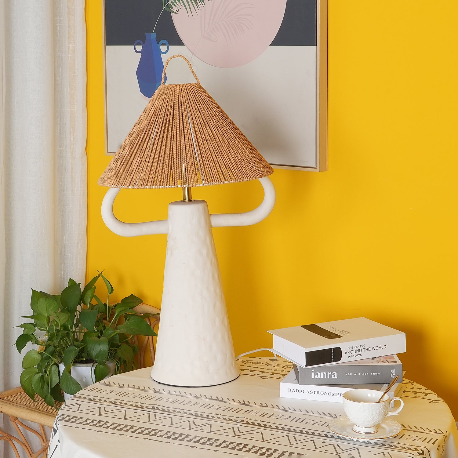 Dona Ceramic Table Lamp - Elegant Handcrafted Night Light for Bedroom, Living Room, and Office Decor - Perfect for Cozy Ambiance and Relaxation