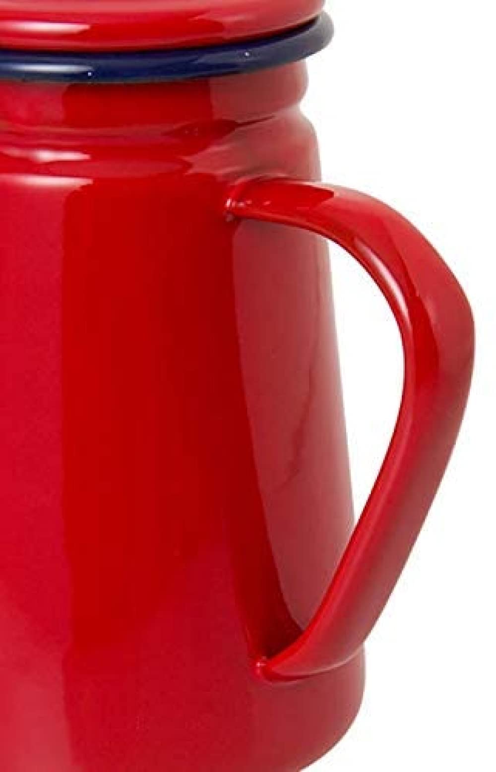 1.1L Enamel Coffee Pot - Pour Over Milk & Water Jug Pitcher for Gas & Induction Stoves - Durable & Stylish Red Teapot Kettle - Perfect for Camping, Home Brewing & Kitchen Use