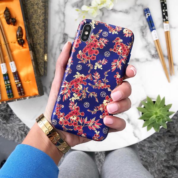 Cherry Blossom Floral Chrome iPhone Case - Elegant Pink Flower Design for iPhone 13/14/15 - Perfect for Spring Fashion & Everyday Protection