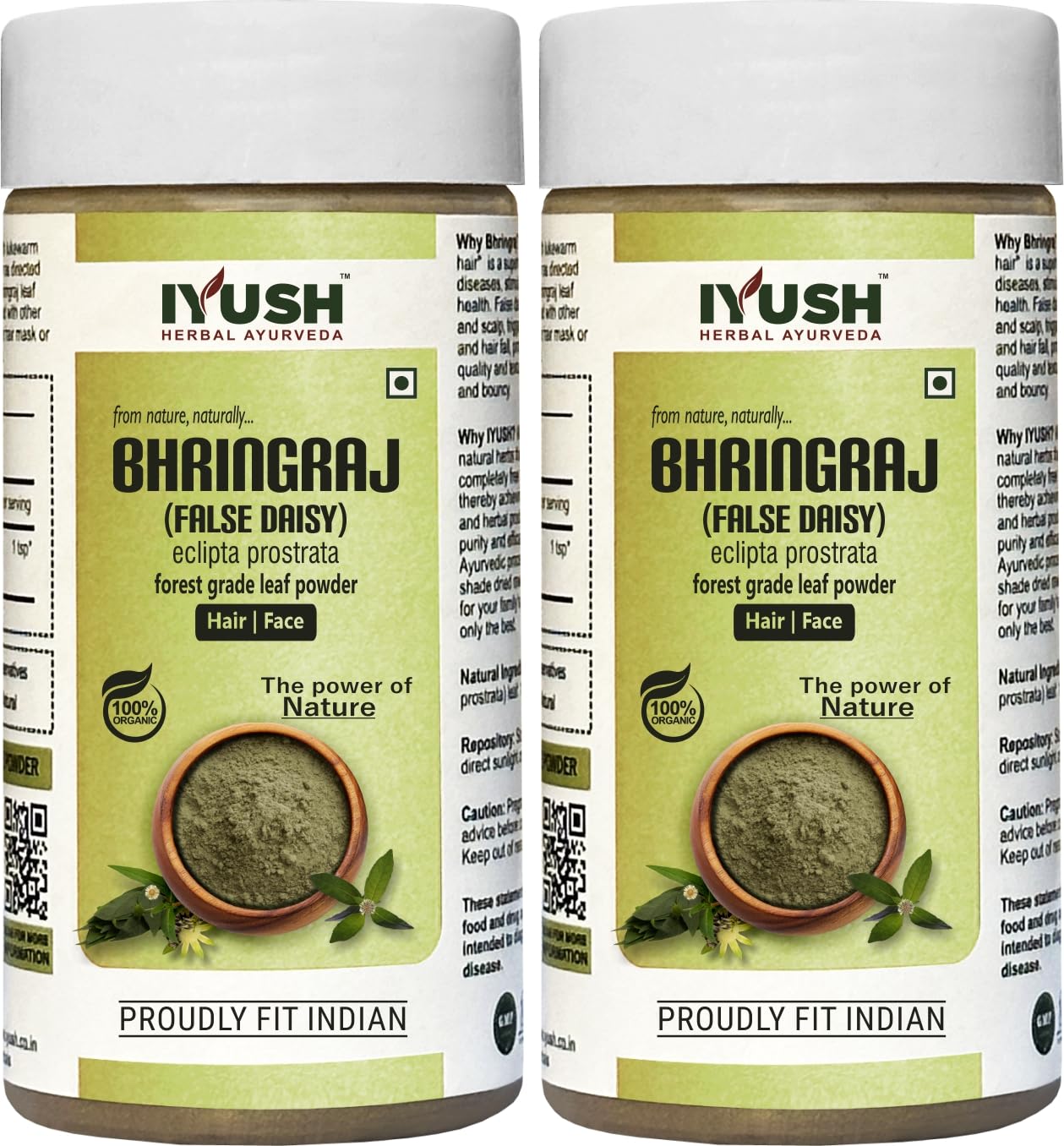 IYUSH Ayurvedic Bhringraj Powder for Hair Growth & Skin Care | Eclipta Prostrata Herbal Supplement - 200g (100g x 2) | Promotes Thicker Hair & Healthy Scalp | Perfect for DIY Hair Masks & Natural Beauty Routines