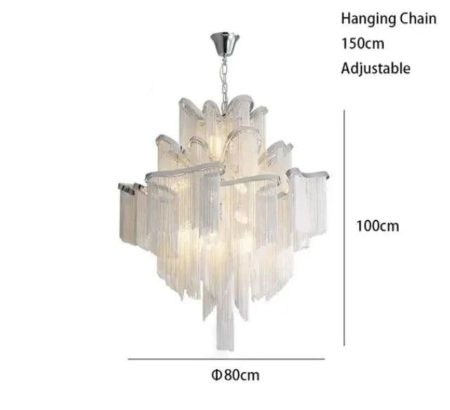 Elegant Aluminum Fringed Chandelier - Timeless Modern Lighting Fixture for Dining Room, Bedroom & Living Room Decor