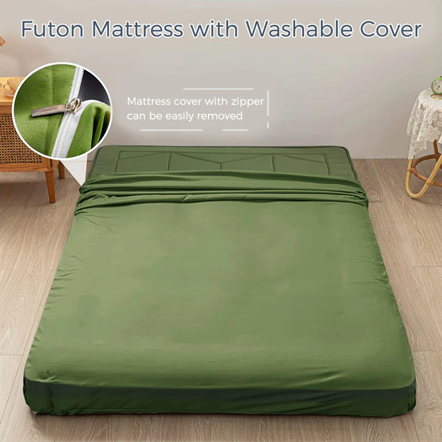 MAXYOYO 6-Inch Extra Thick Floor Futon Mattress - Geometric Diamond Quilted Bed Mattress Topper for Guest Bed, Dorm Room & Small Space Living | Foldable Floor Cushion for Sleeping, Lounging & Meditation