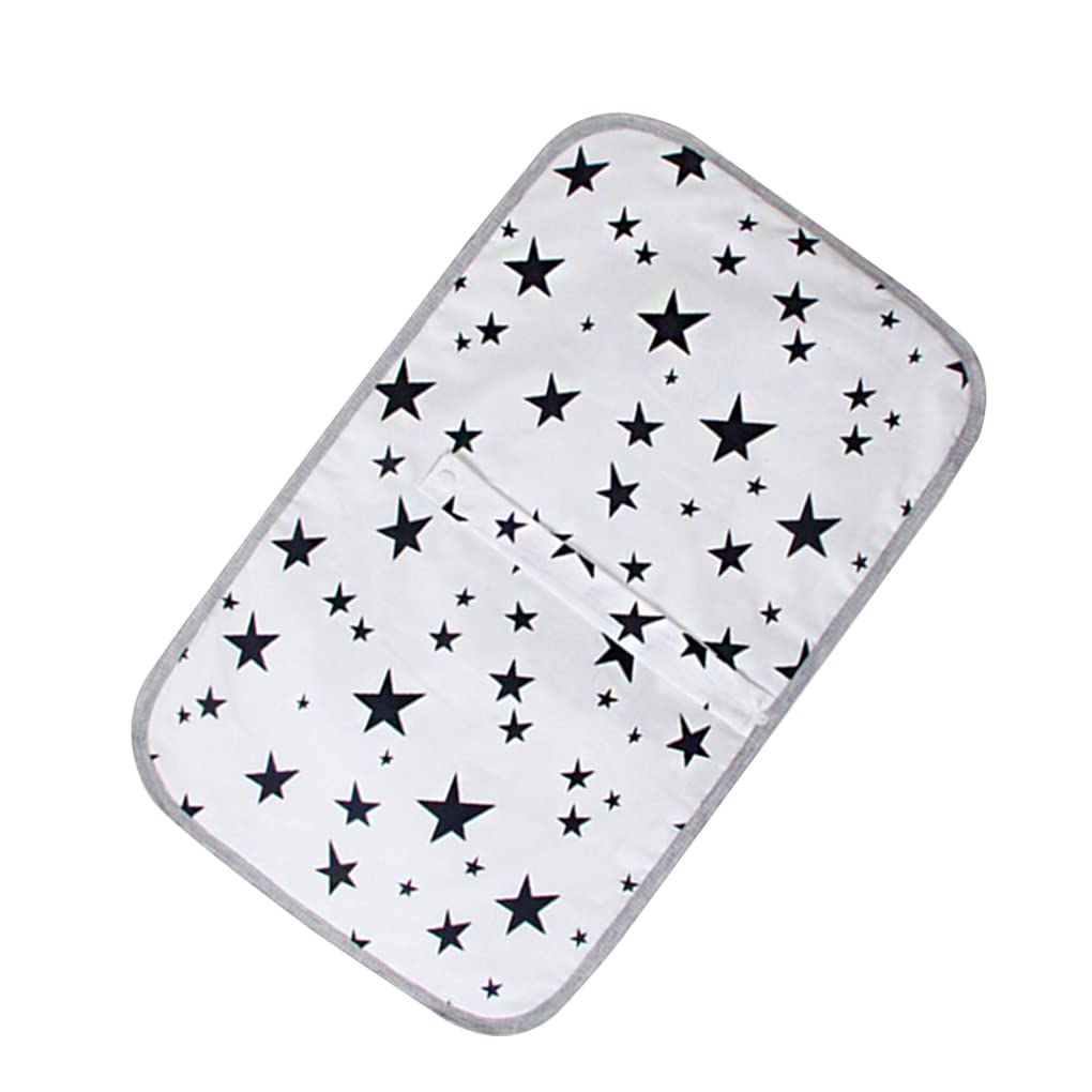 **IOIUSKKU Waterproof Baby Travel Pad - Foldable Washable Changing Mat for Infants & Toddlers, Reusable Cartoon Cotton Bed Pad, Game Floor Mats - Black Star Design (Perfect for Diaper Changes, Travel, Playtime & Nursery)**