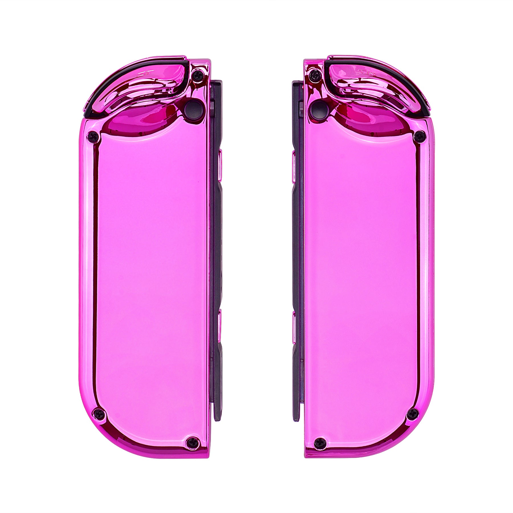 eXtremeRate Chrome Pink Glossy Joycon Controller Shell with Full Button Set - DIY Replacement Housing for Nintendo Switch JoyCon & OLED JoyCon (Console Not Included) - Perfect for Gaming, Customization, and Controller Repair