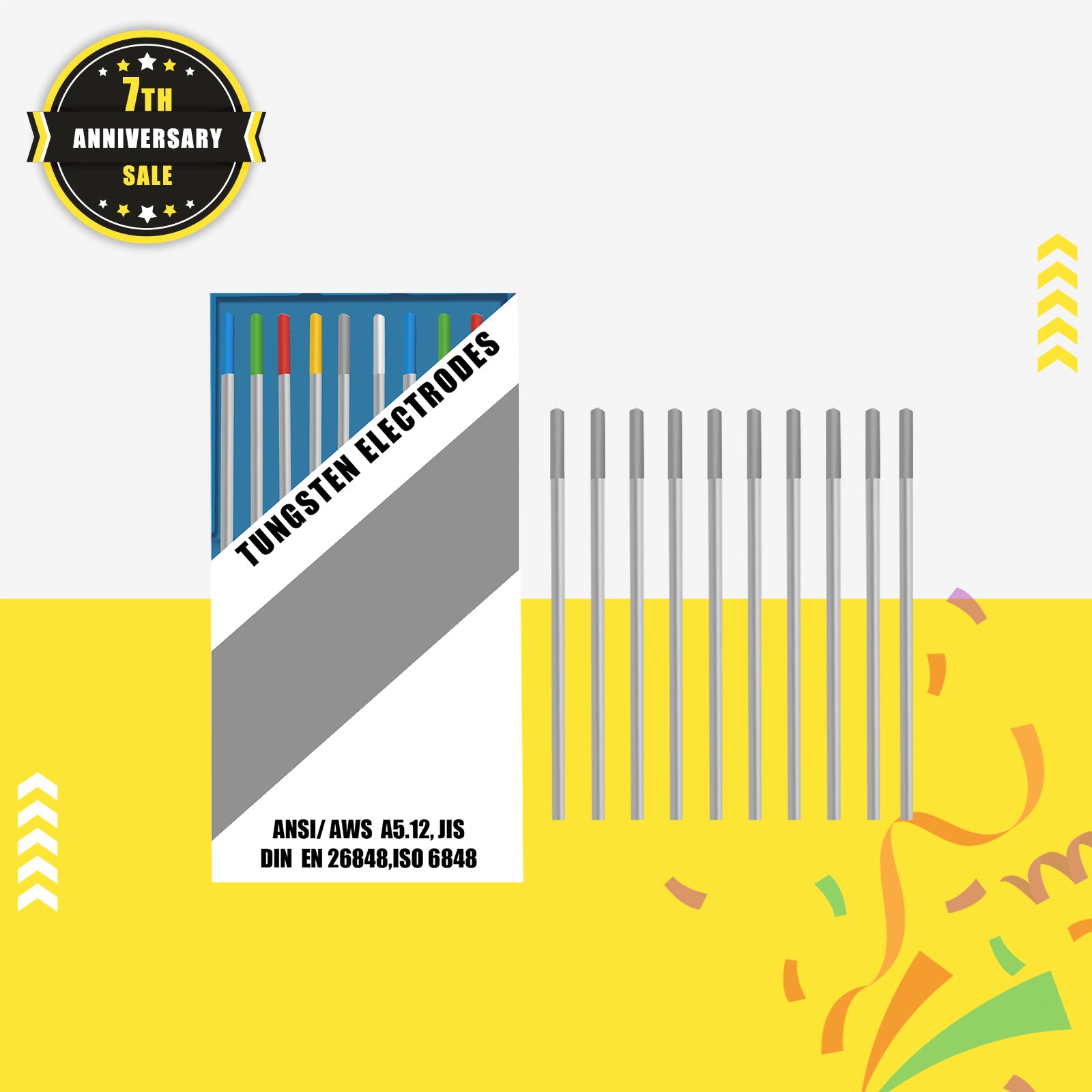SSimder WC20 Grey TIG Welding Tungsten Electrode 10 Pack - Premium 2% Lanthanated Tungsten for Steel, Stainless & Aluminum - Perfect for DIY, Automotive & Metal Fabrication Projects